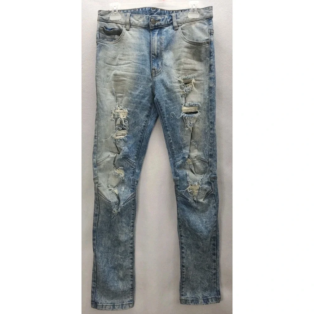 Smoke Rise Mens 32x32 Acid Wash Paint Spatter Distressed Faded Jeans‎ Streetwear